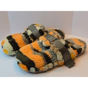 UGG Fluff It Slippers Womens 9 Cali Collage Colorway Orange Green Camo 1119111
